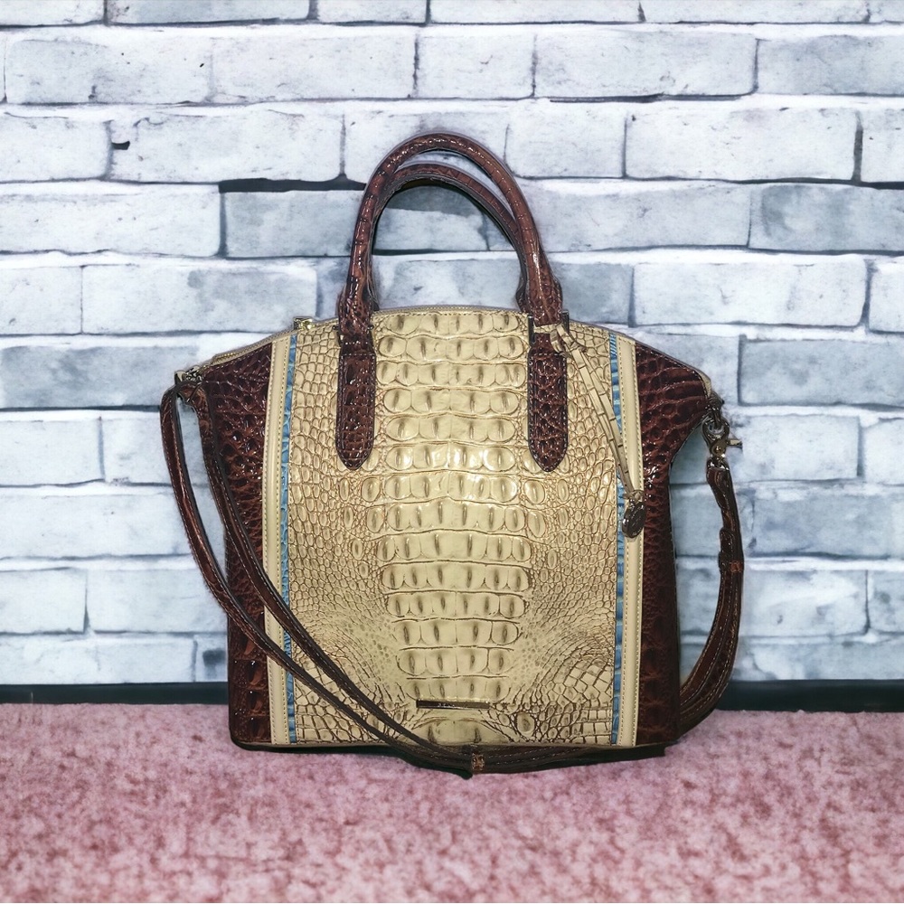 NWT Large Duxbury Satchel Brahmin Bag -Sand Santana